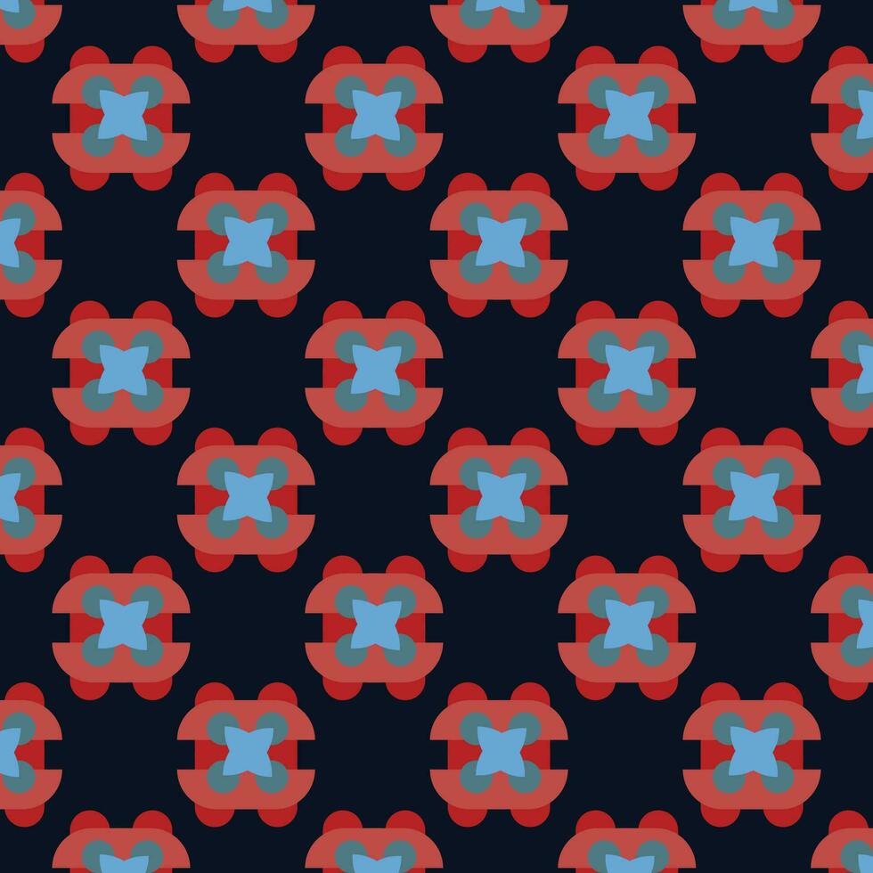 illustratie van een levendig meetkundig patroon met blauw en rood kleuren Aan een zwart achtergrond vector