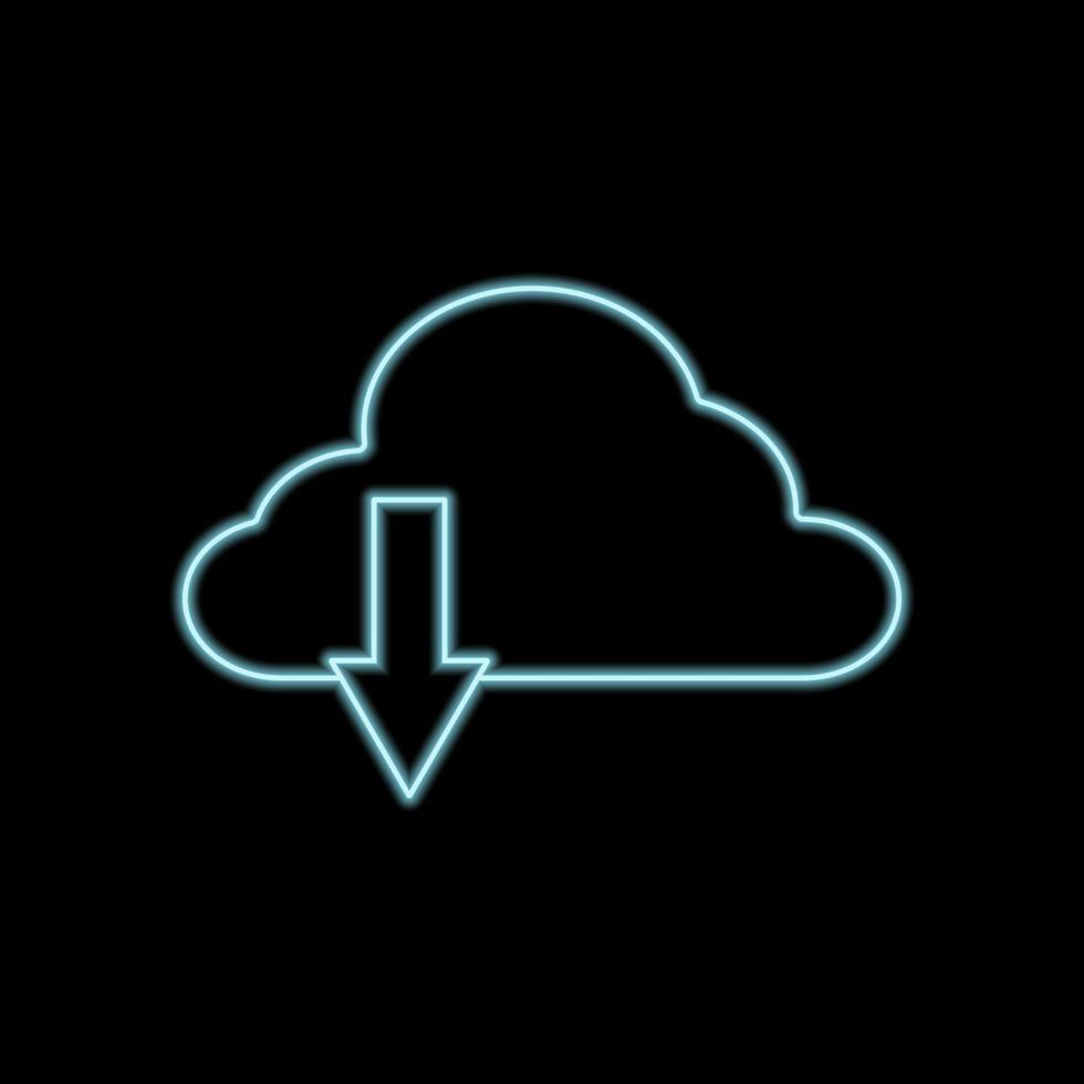 neon cloud computing download plat pictogram vector