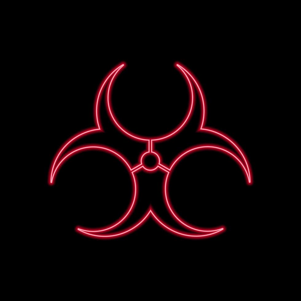 neon biohazard voorzichtigheidsteken. symbool van het veroorzaakte gevaar vector