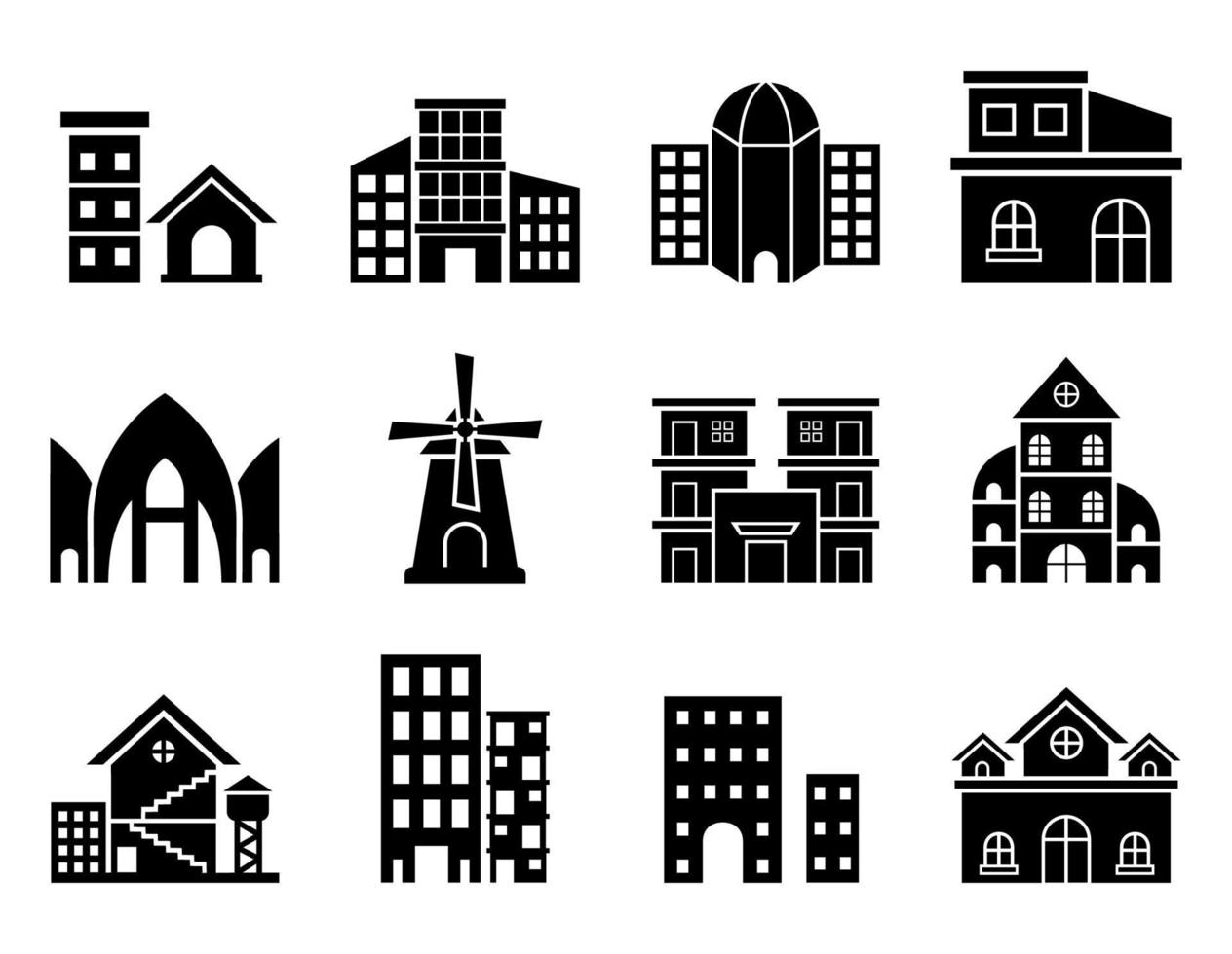 gebouw icon set - vectorillustratie. vector