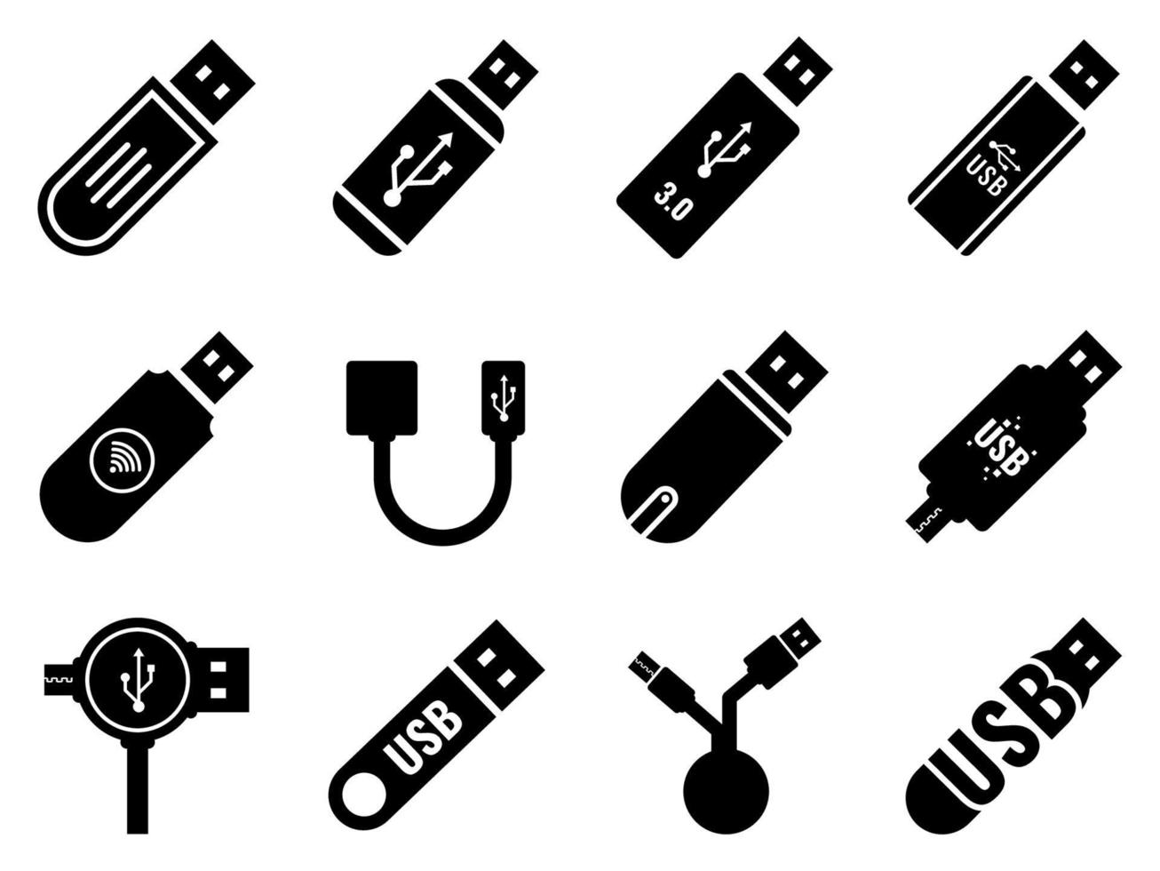 usb flash drive icon set - vectorillustratie. vector