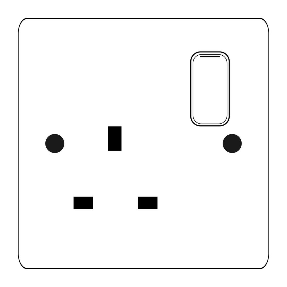macht plug stopcontact stopcontact type g een stopcontact met schakelaar schets stijl vector