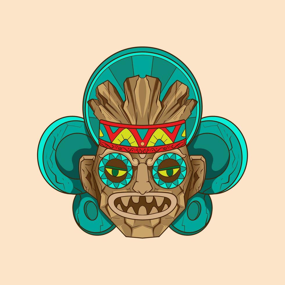 cultuur traditioneel elementen tiki festival, tiki masker vector illustratie, tiki maskers voor t-shirt ontwerp, sticker en muur kunst