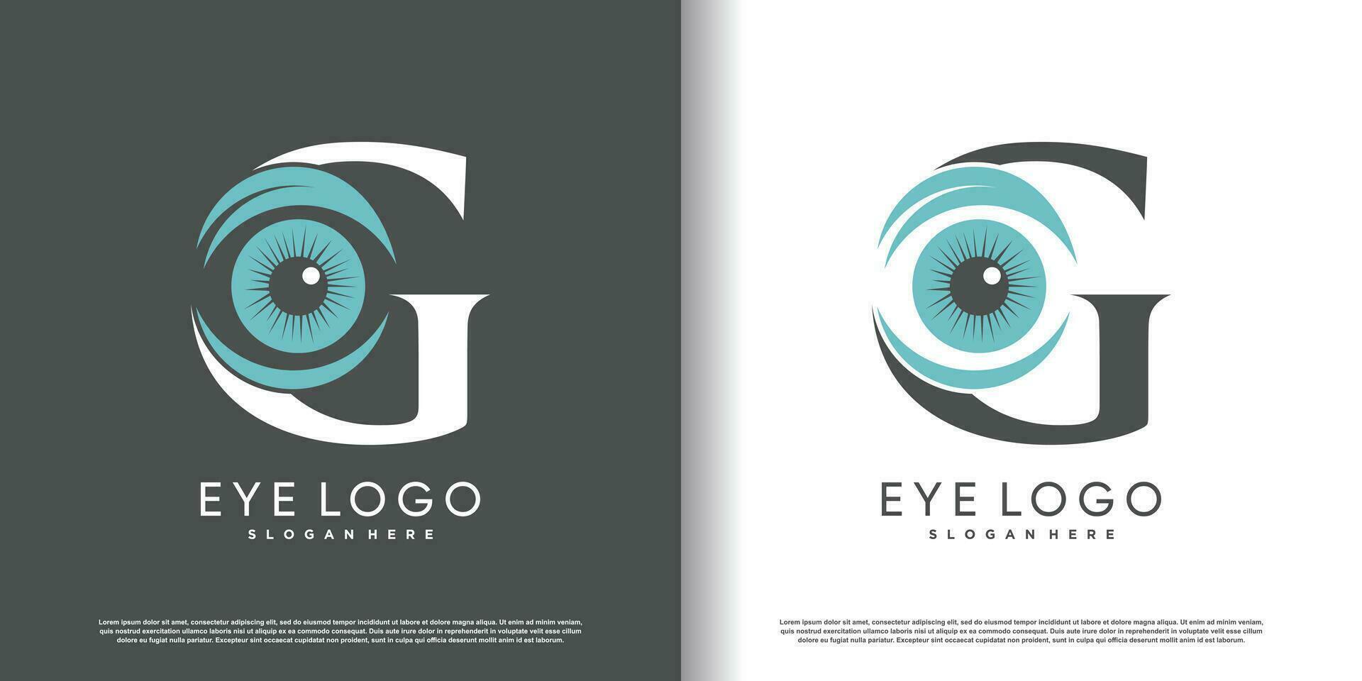 eerste brief g logo ontwerp sjabloon met oog concept premie vector