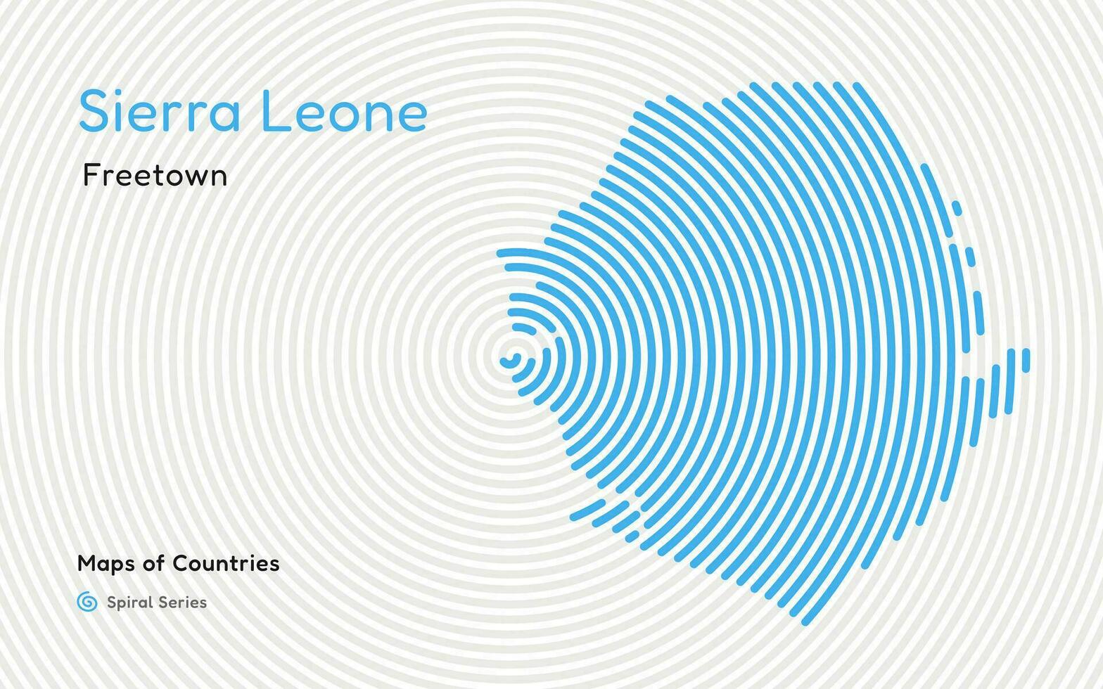 abstract kaart van Sierra Leone in een cirkel spiraal patroon met een hoofdstad van vrijstad. wereld landen vector kaarten serie. Afrikaanse reeks