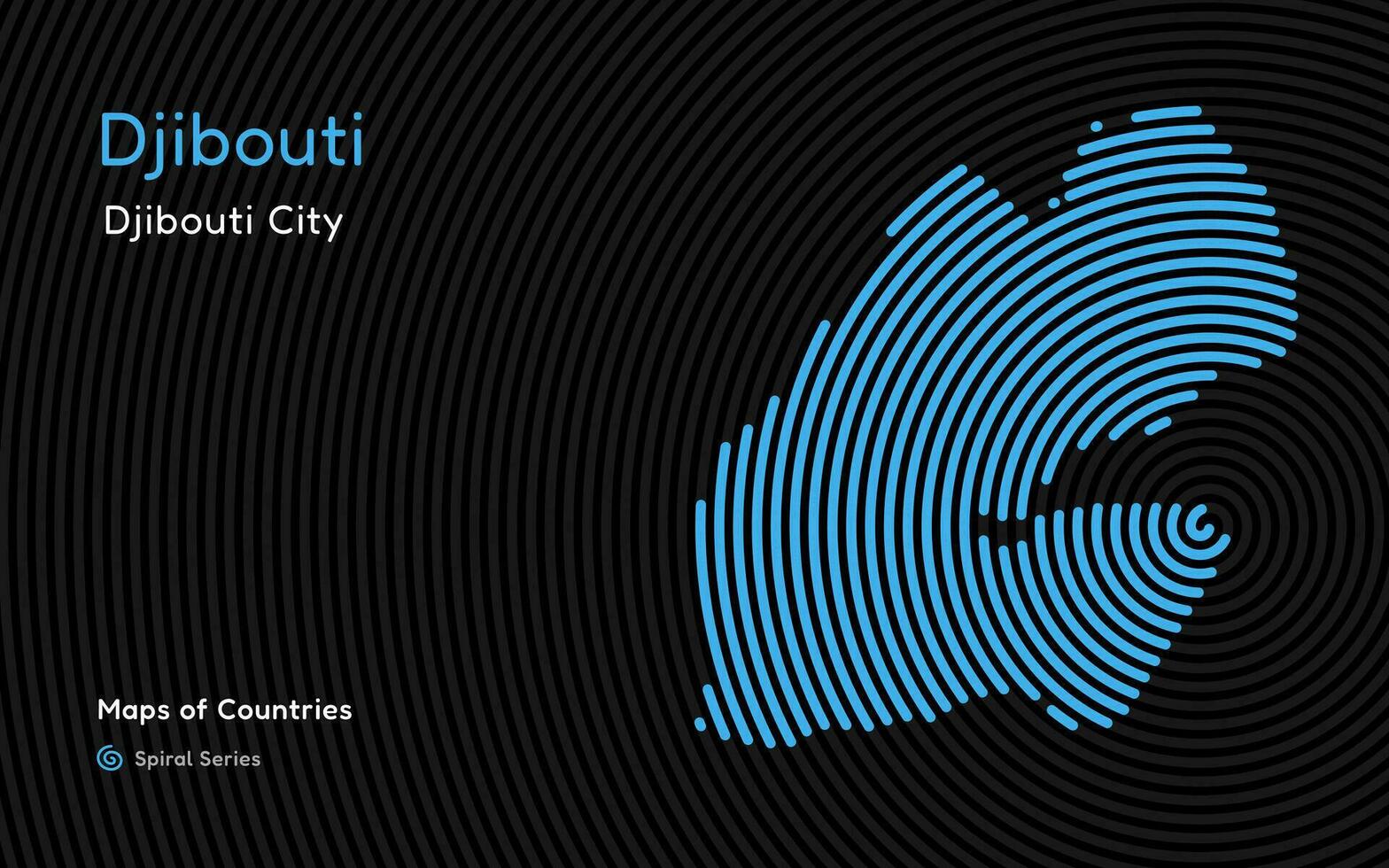 abstract kaart van Djibouti in een cirkel spiraal patroon met een hoofdstad van Djibouti. Afrikaanse set. vector