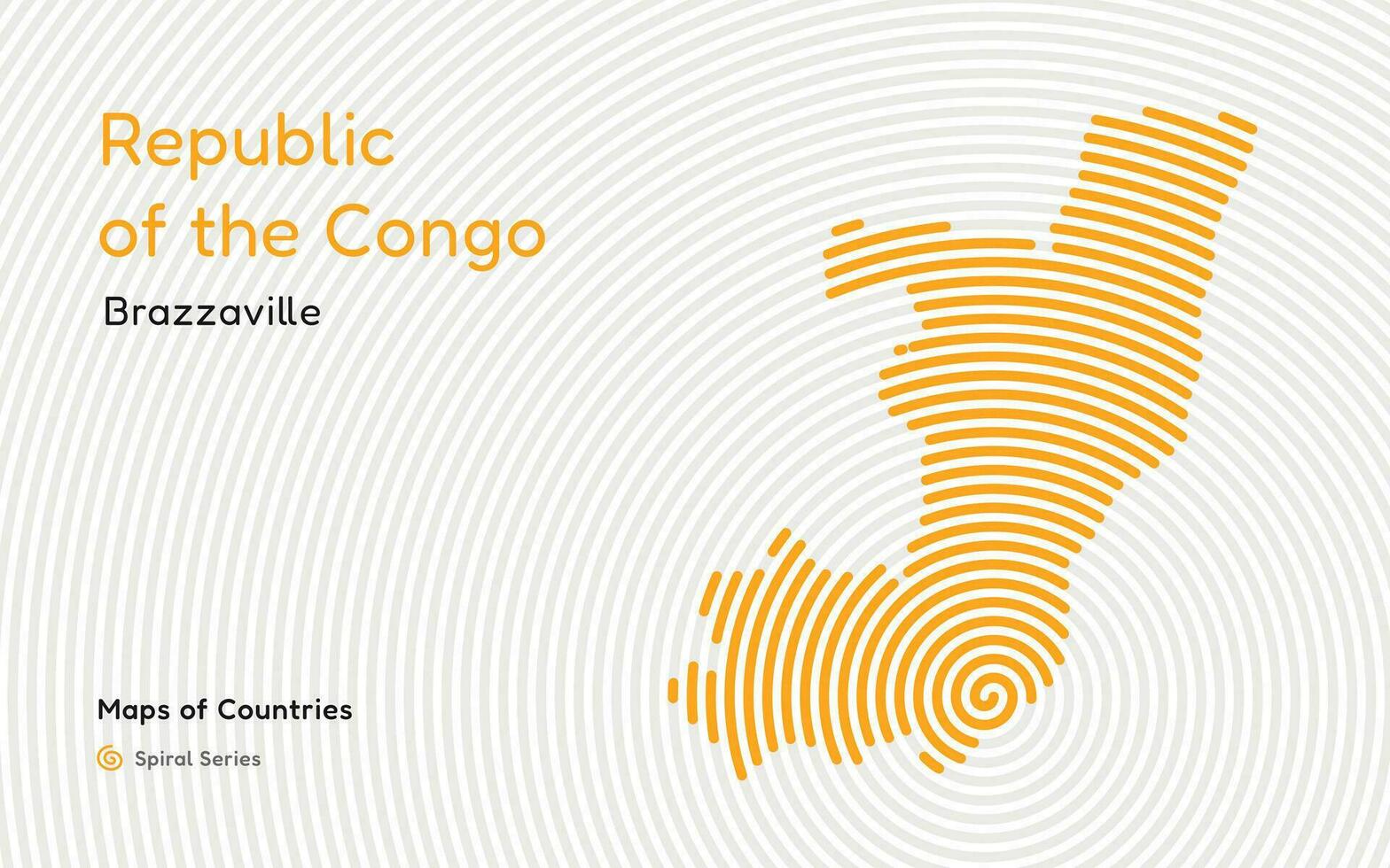 abstract kaart van de republiek van de Congo in een cirkel spiraal patroon met een hoofdstad van brazzaville. Afrikaanse reeks vector