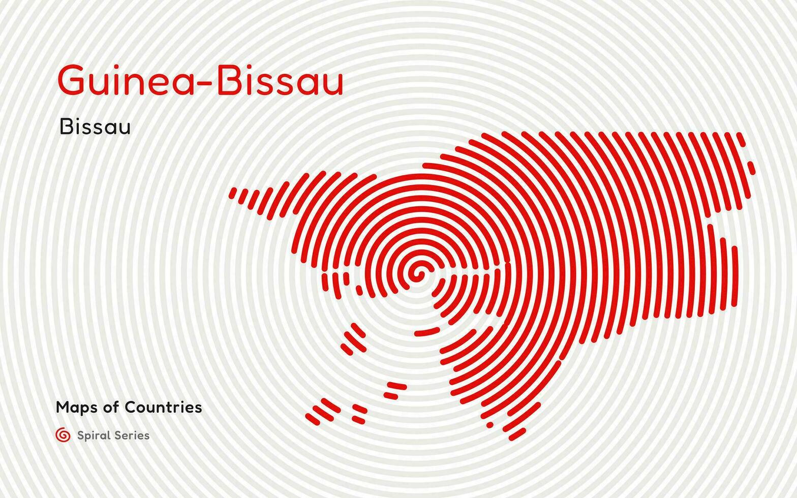 abstract kaart van Guinea-Bissau in een cirkel spiraal patroon met een hoofdstad van Bissau. Afrikaanse set. vector
