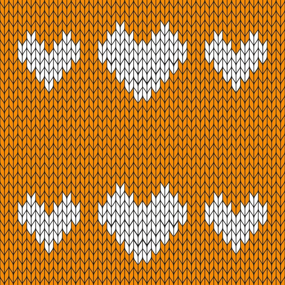 oranje achtergrond en wit gebreid patroon. gebreid vector patroon. naadloos helling patroon voor kleding, omhulsel papier, achtergrond, achtergrond, geschenk kaart.