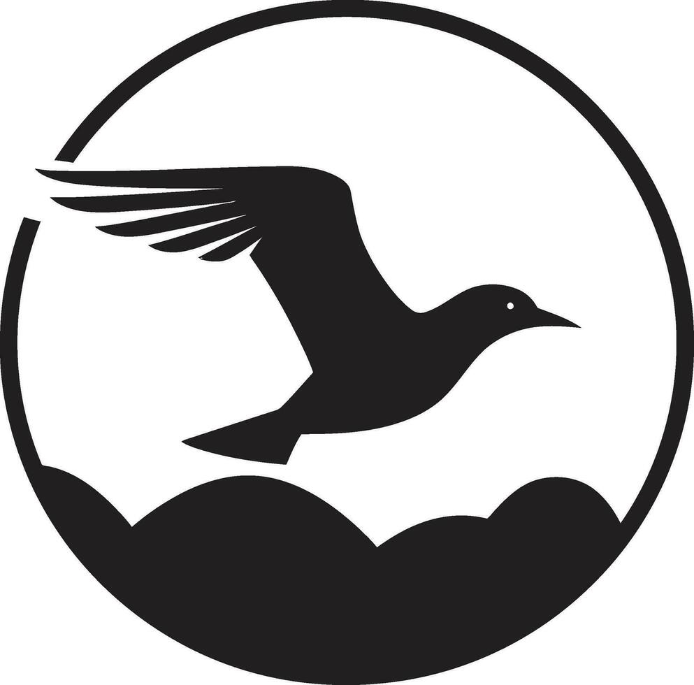 stil intrigeren zwart zeemeeuw embleem in vector vorstelijk vlucht onthuld zeemeeuw logo icoon