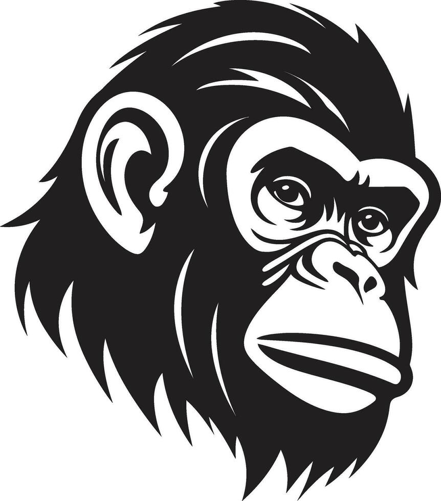 majestueus natuur zwart chimpansee symbool chimpansee charme elegant dieren in het wild embleem vector