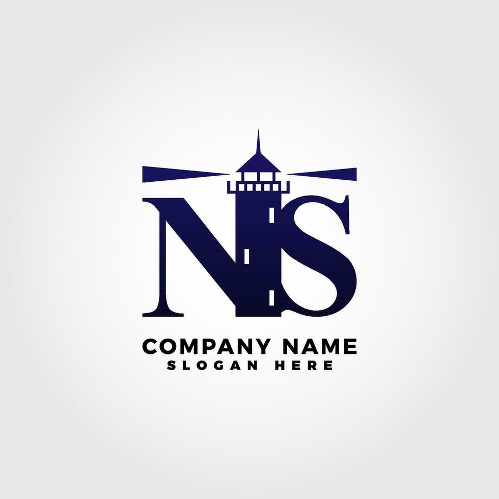 vuurtoren logo blended met eerste brief NS vector