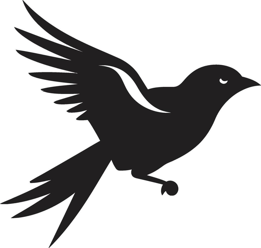 strak vogel silhouet gevederde monochroom embleem vector