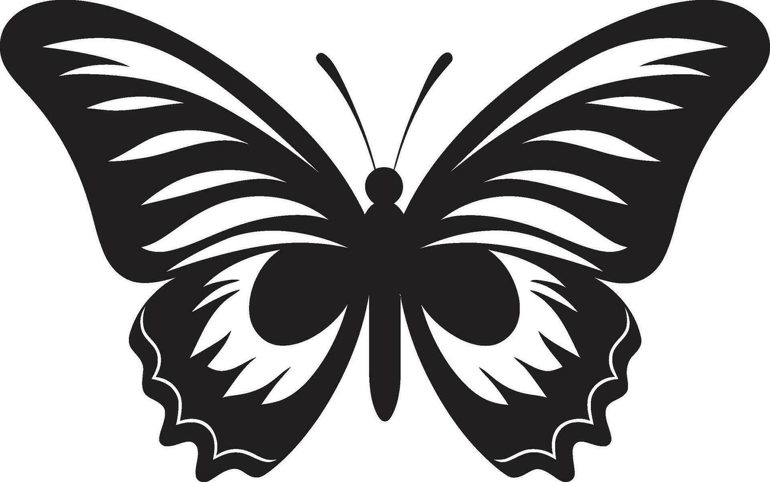 bevallig majesteit zwart vector logo noir schoonheid in vlucht vlinder icoon