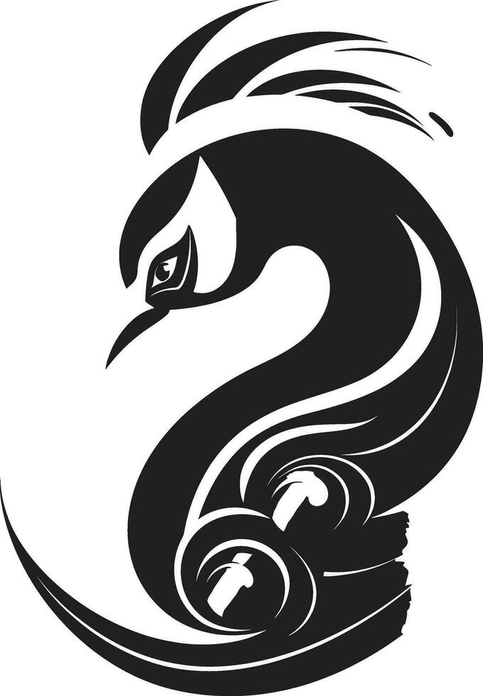 gebeeldhouwd intrigeren zwart Pauw symbool profiel pauwen erfenis zwart vector embleem