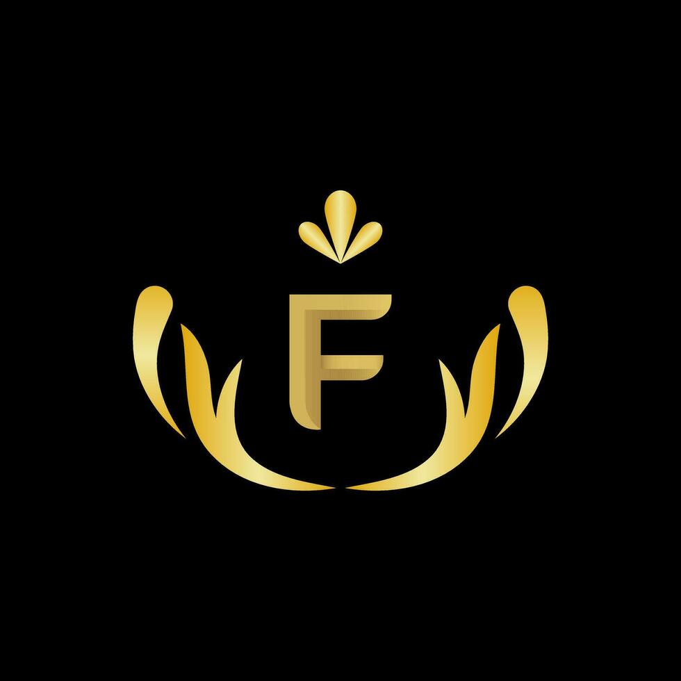 gouden brief f logo icoon eerste brief f ontwerp vector logo ontwerp
