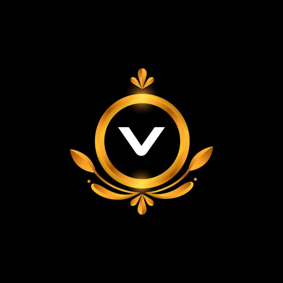 vector v brief logo eerste gouden kleurrijk v logo ontwerp