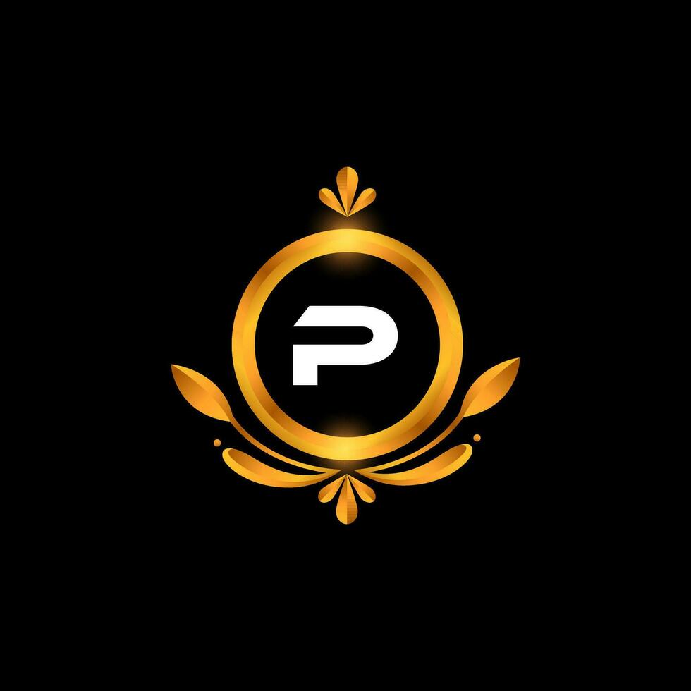 vector p brief logo eerste gouden kleurrijk p logo ontwerp