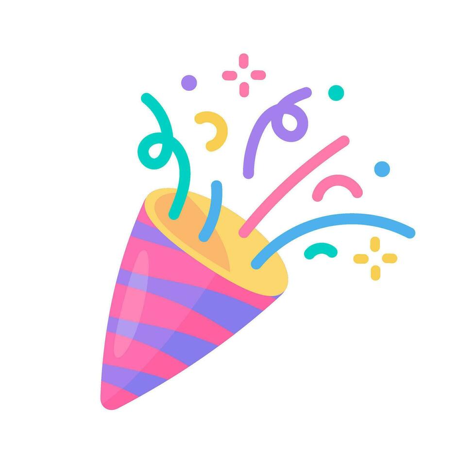 partij poppers ontploffen confetti Bij verjaardag partij evenementen. vector