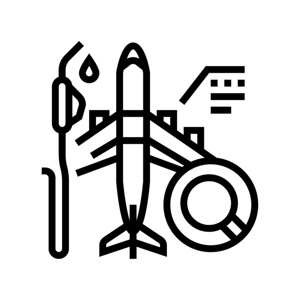 brandstof analyse vliegtuig lijn icoon vector illustratie