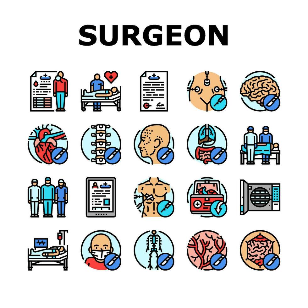 chirurg dokter ziekenhuis pictogrammen reeks vector