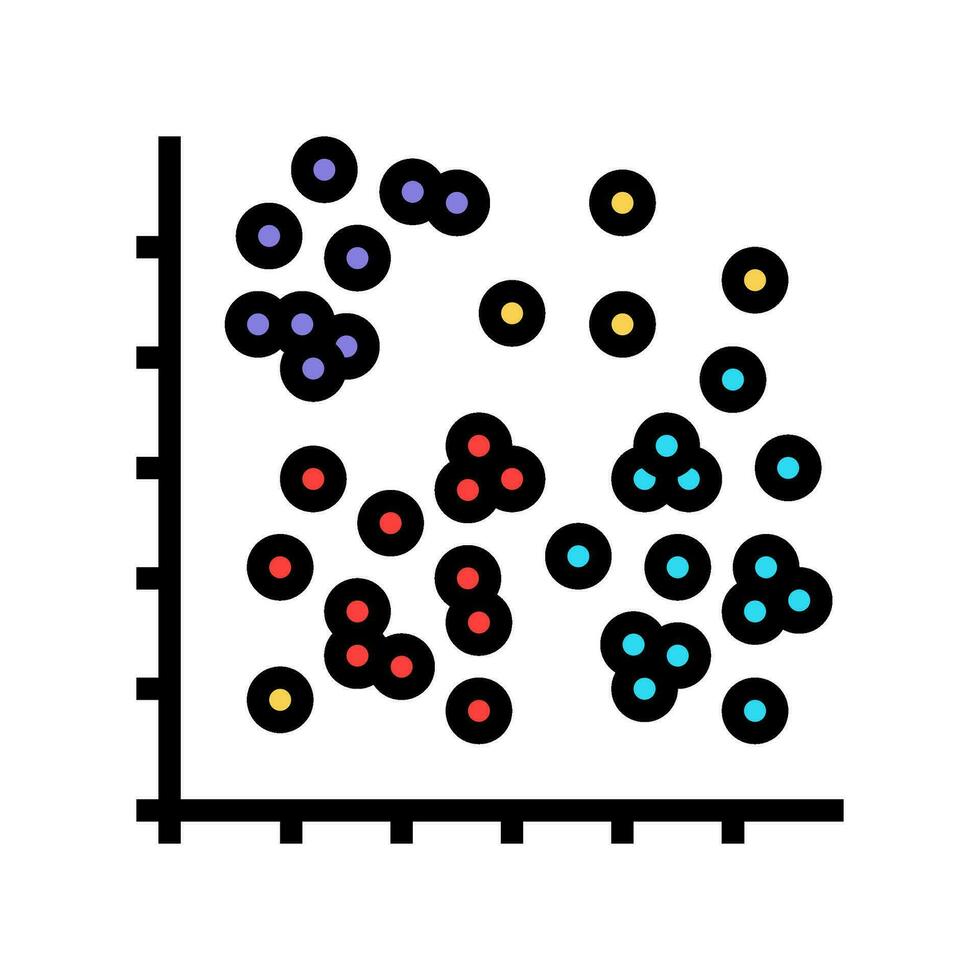 gegevens clustering databank kleur icoon vector illustratie