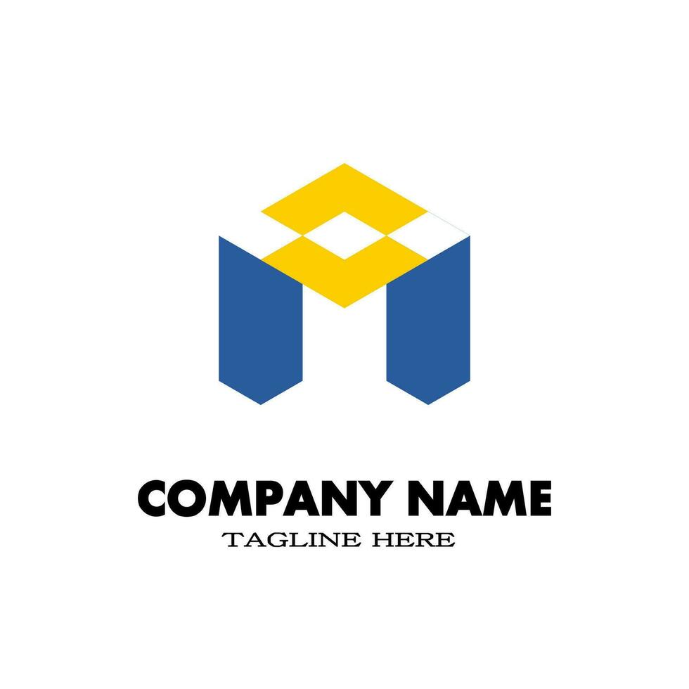 gemakkelijk brief n of m logo met blauw en geel. ontwerp logo voor uw merk en bedrijf naam. vector