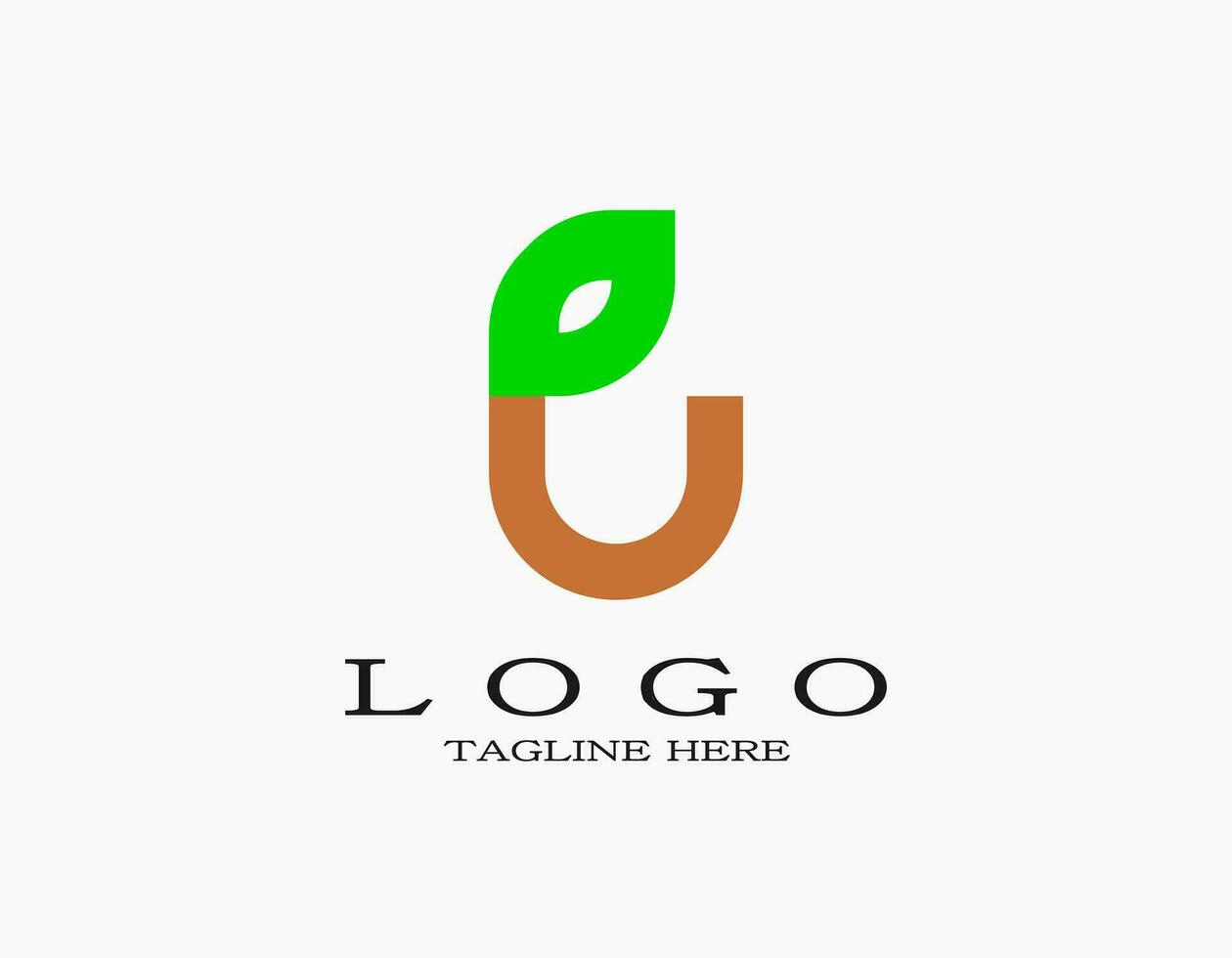 eerste brief u met bladeren Aan de top. gemakkelijk zaailing icoon vector illustratie. een geschikt landbouw logo voor uw bedrijf en Product naam.