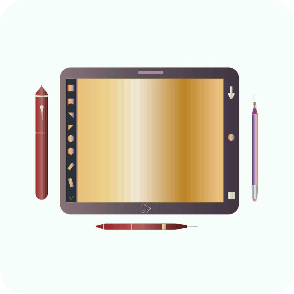 schrijven digitaal kussen, schrijven tik, creatief pen Scherm, tekening tablet vector beeld