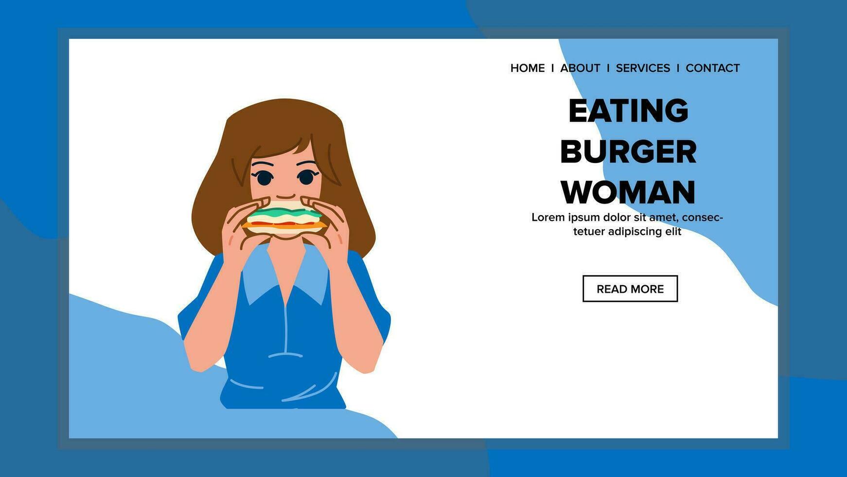 eten aan het eten hamburger vrouw vector