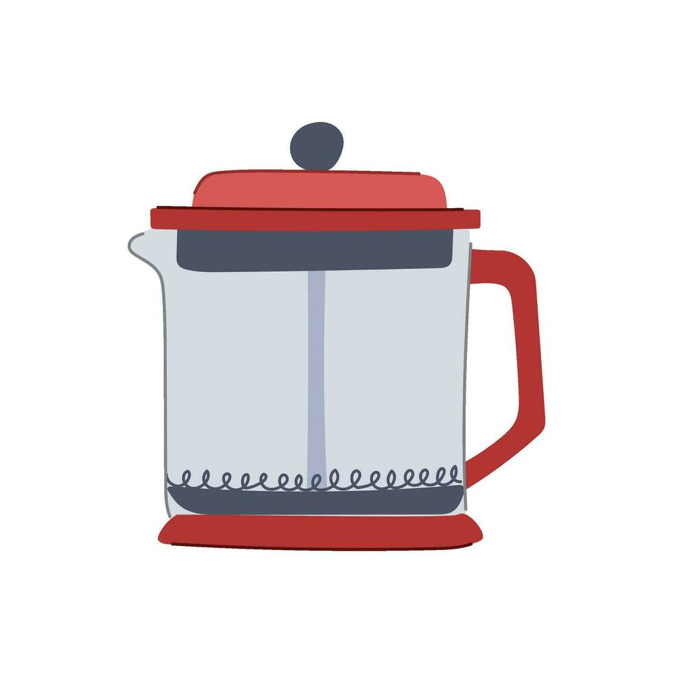 keuken Frans druk op koffie tekenfilm vector illustratie