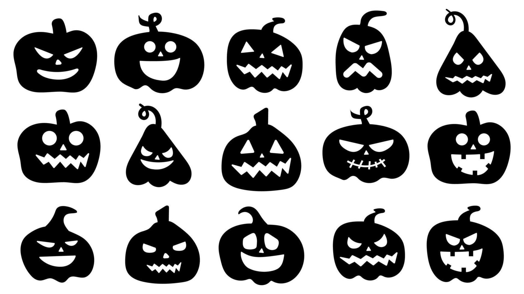 silhouetten van pompoenen. halloween pompoen cartoon vector
