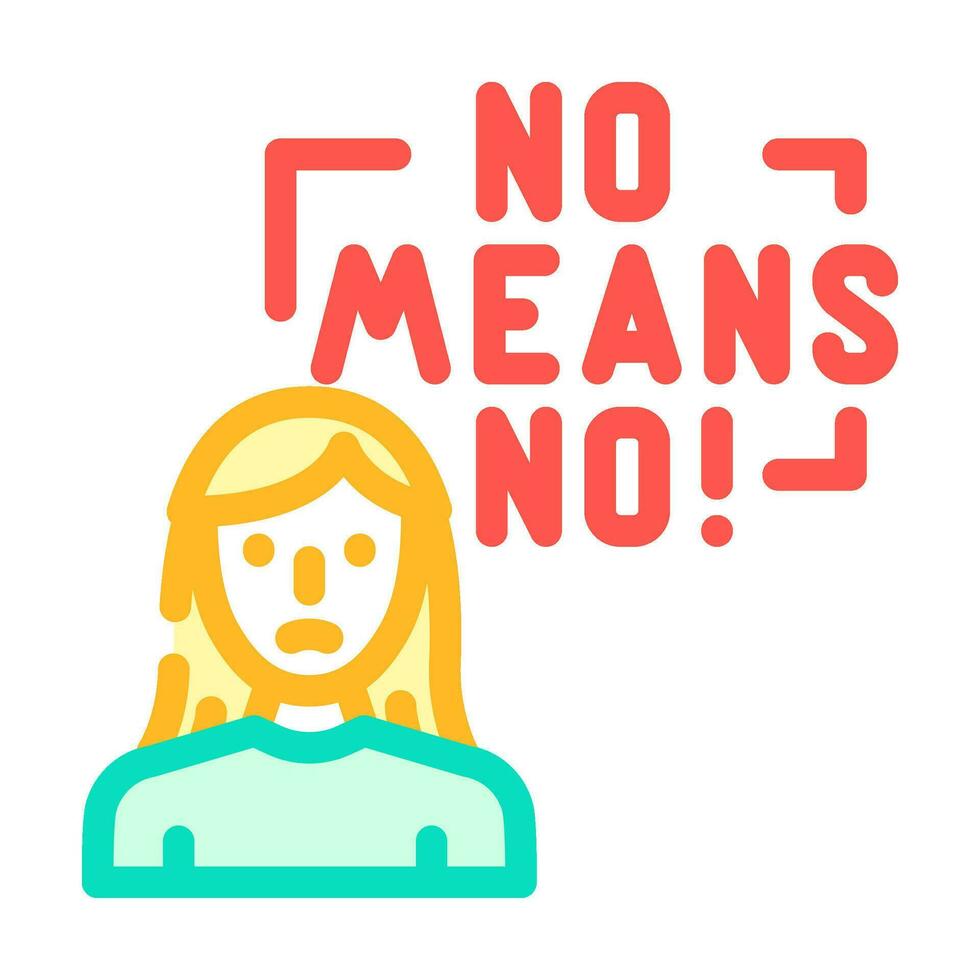 Nee middelen Nee feminisme vrouw kleur icoon vector illustratie