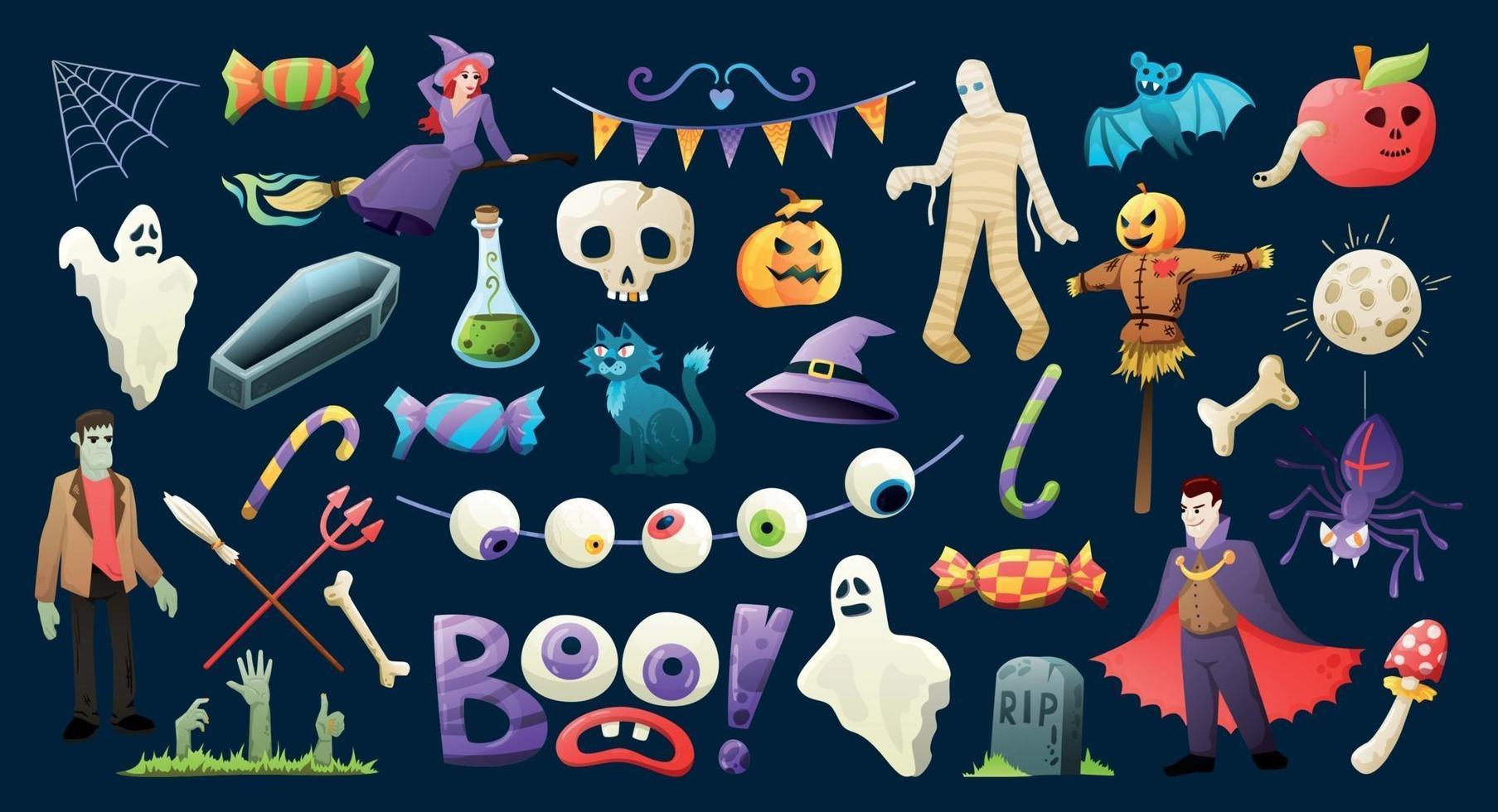 halloween enge kleurrijke set vector