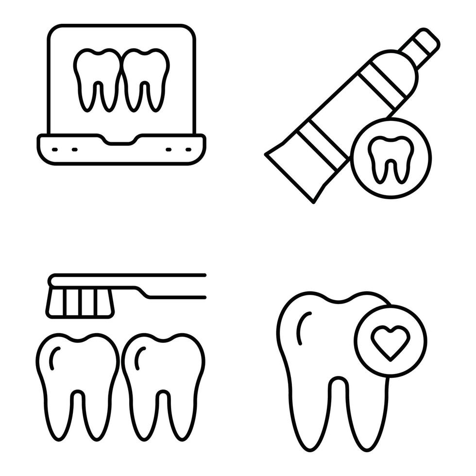 tandheelkunde dunne lijn pictogrammen sets vector