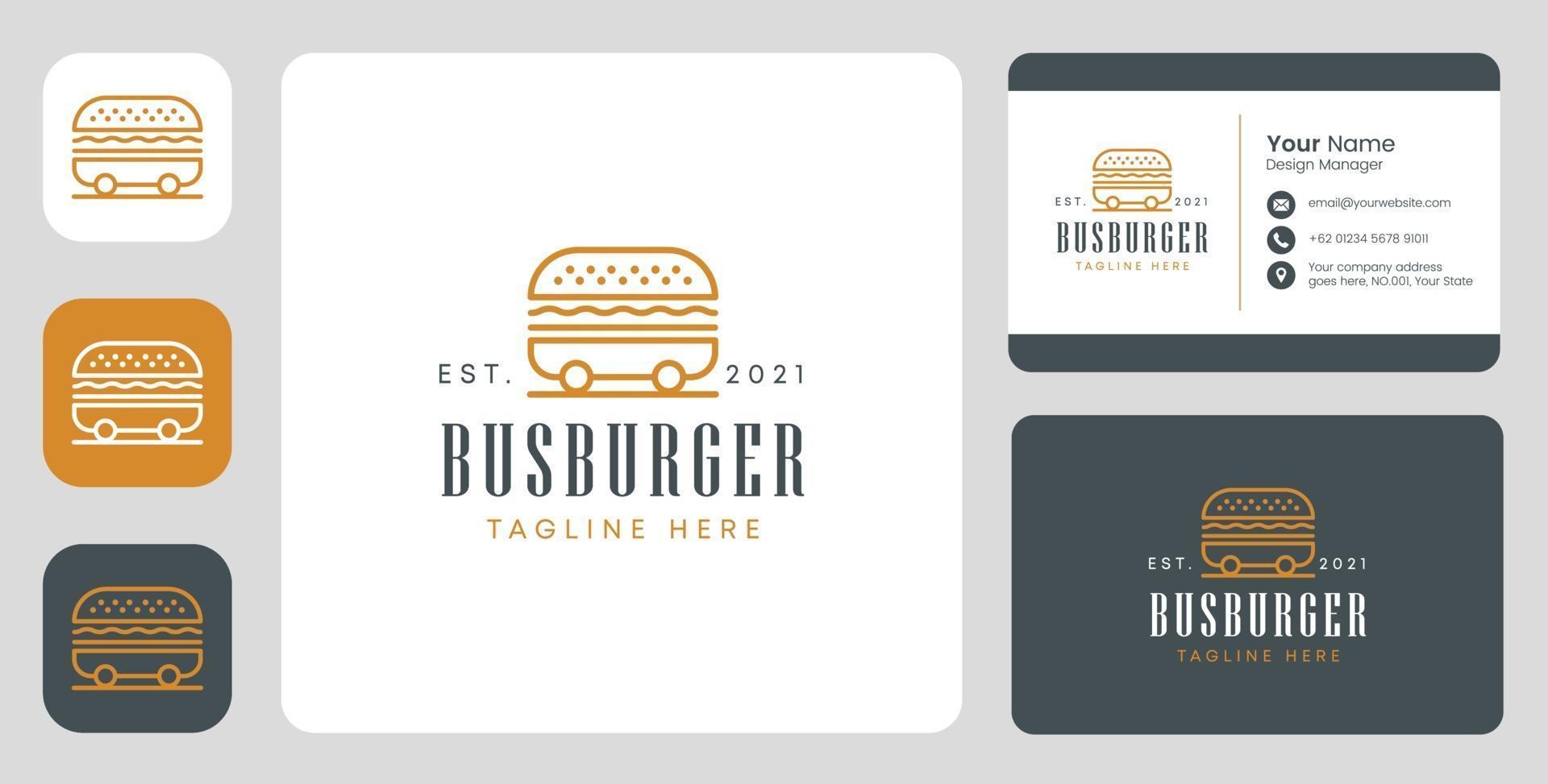 busburger-logo met stationair ontwerp vector