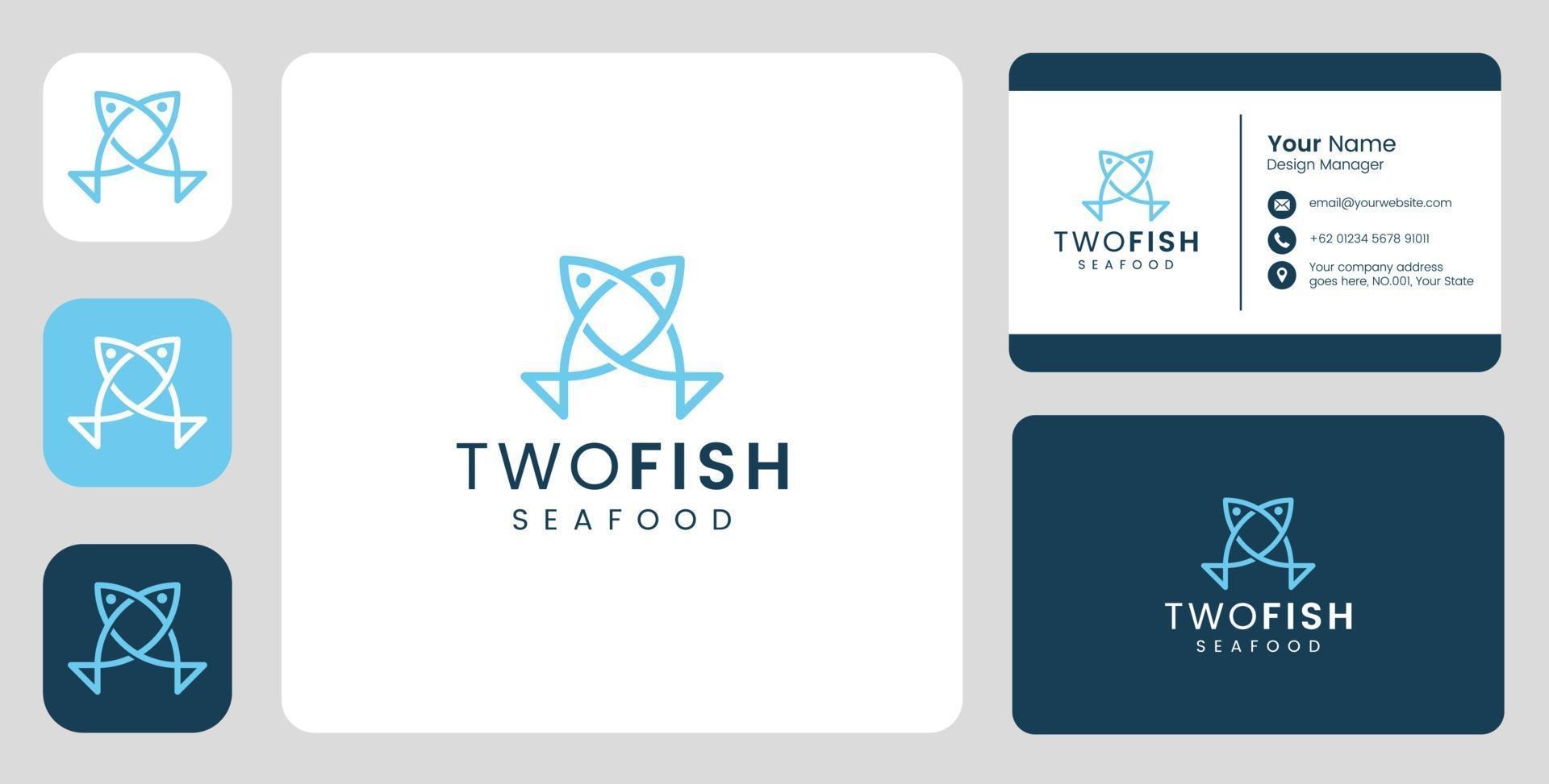 eenvoudig paar vis logo met stationaire sjabloon vector
