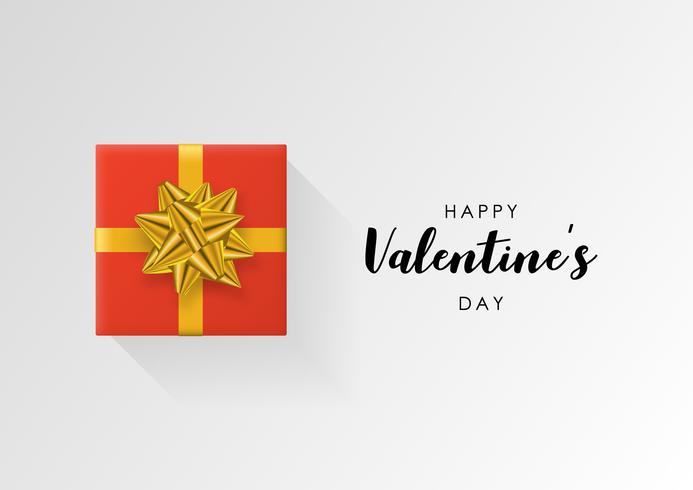 Valentijnsdag vector achtergrond. Kleurrijke verpakte geschenkdoos met lint