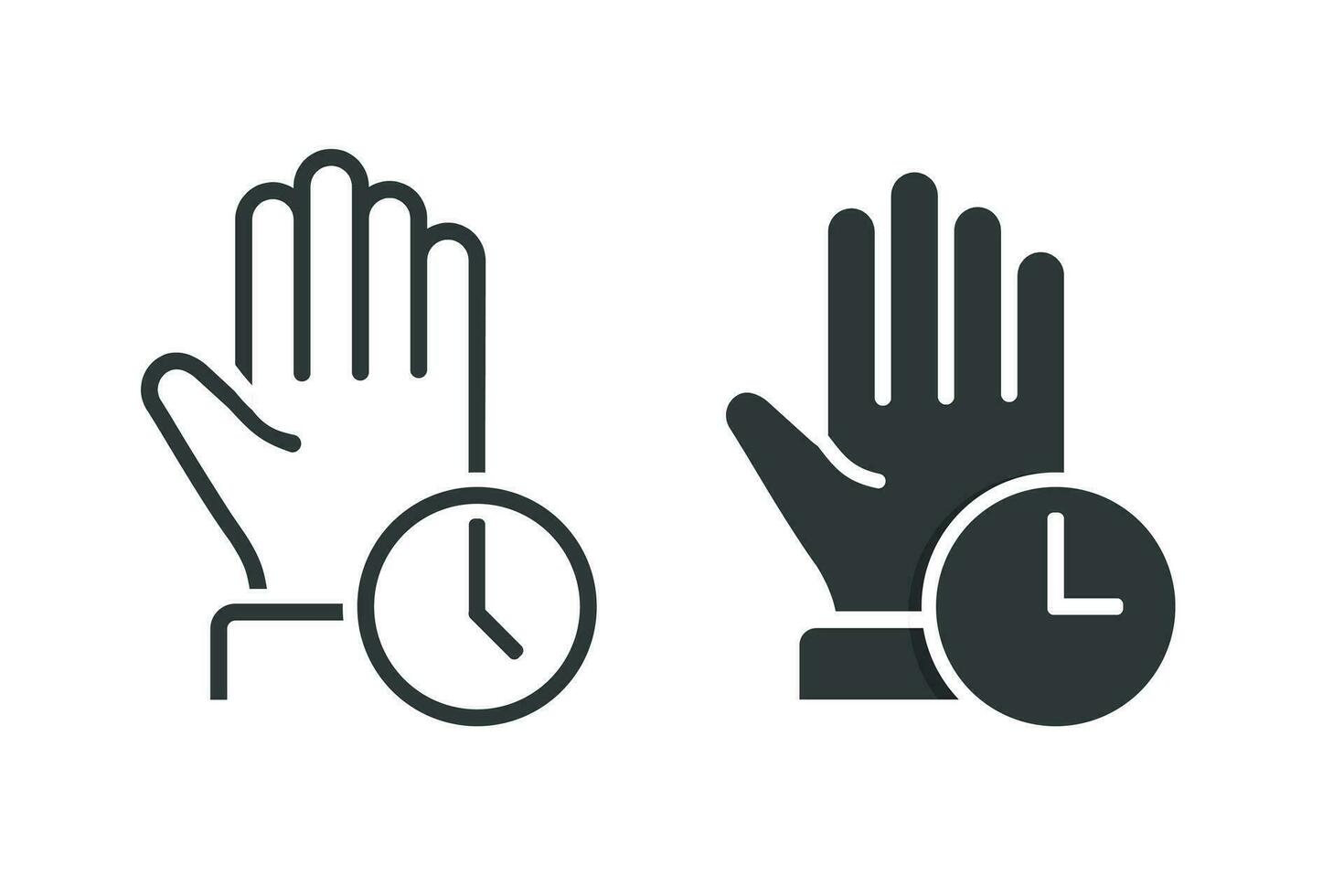 hand- icoon met tijd. illustratie vector
