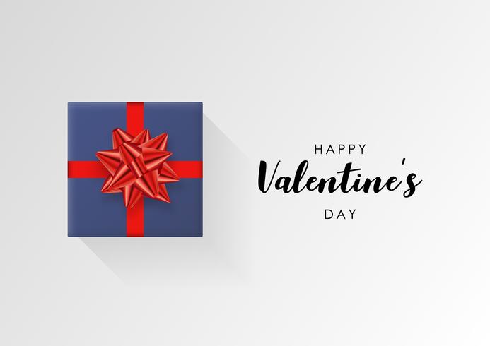 Valentijnsdag vector achtergrond. Kleurrijke verpakte geschenkdoos met lint. Feestelijke vectorillustratie.