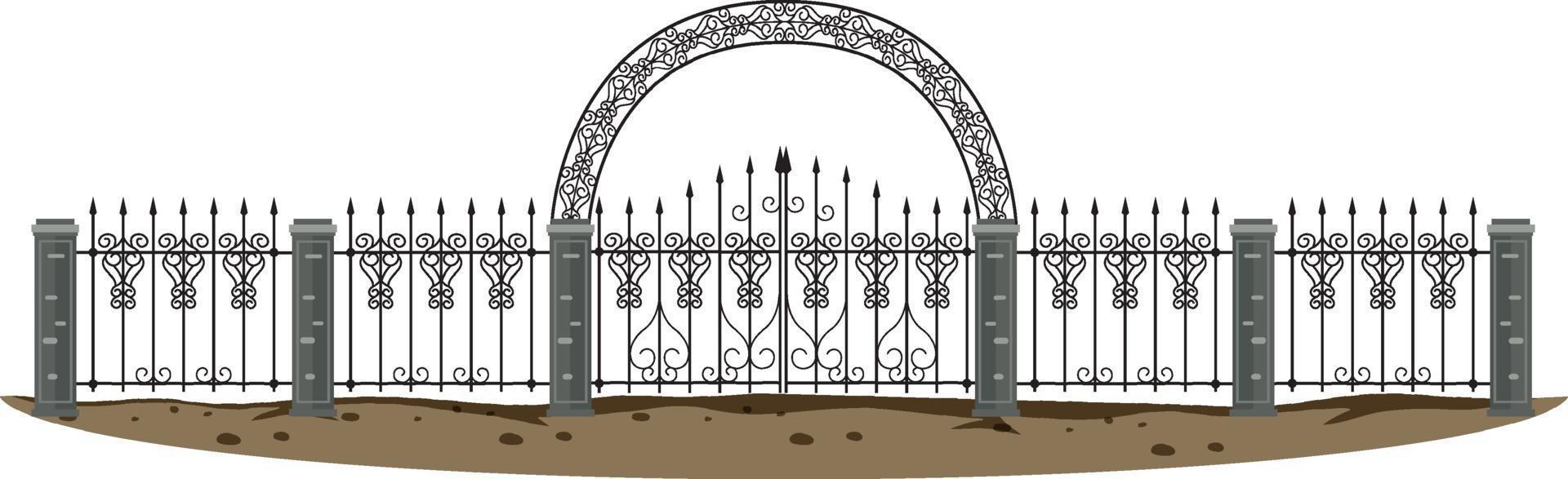 gotische metalen poort op witte achtergrond vector