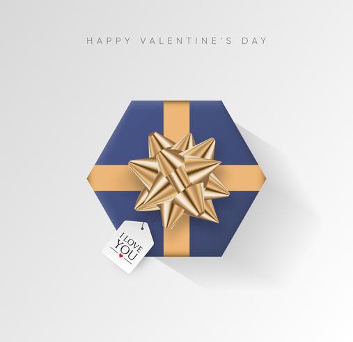 Valentijnsdag vector achtergrond. Kleurrijke verpakte geschenkdoos met lint. Feestelijke vectorillustratie.