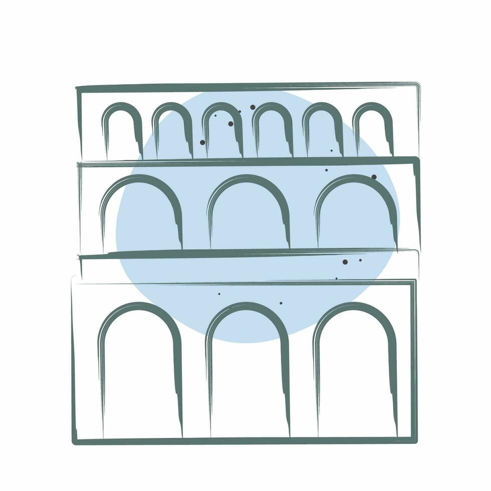 icoon pont du gard. verwant naar Frankrijk symbool. kleur plek stijl. gemakkelijk ontwerp bewerkbaar. gemakkelijk illustratie vector