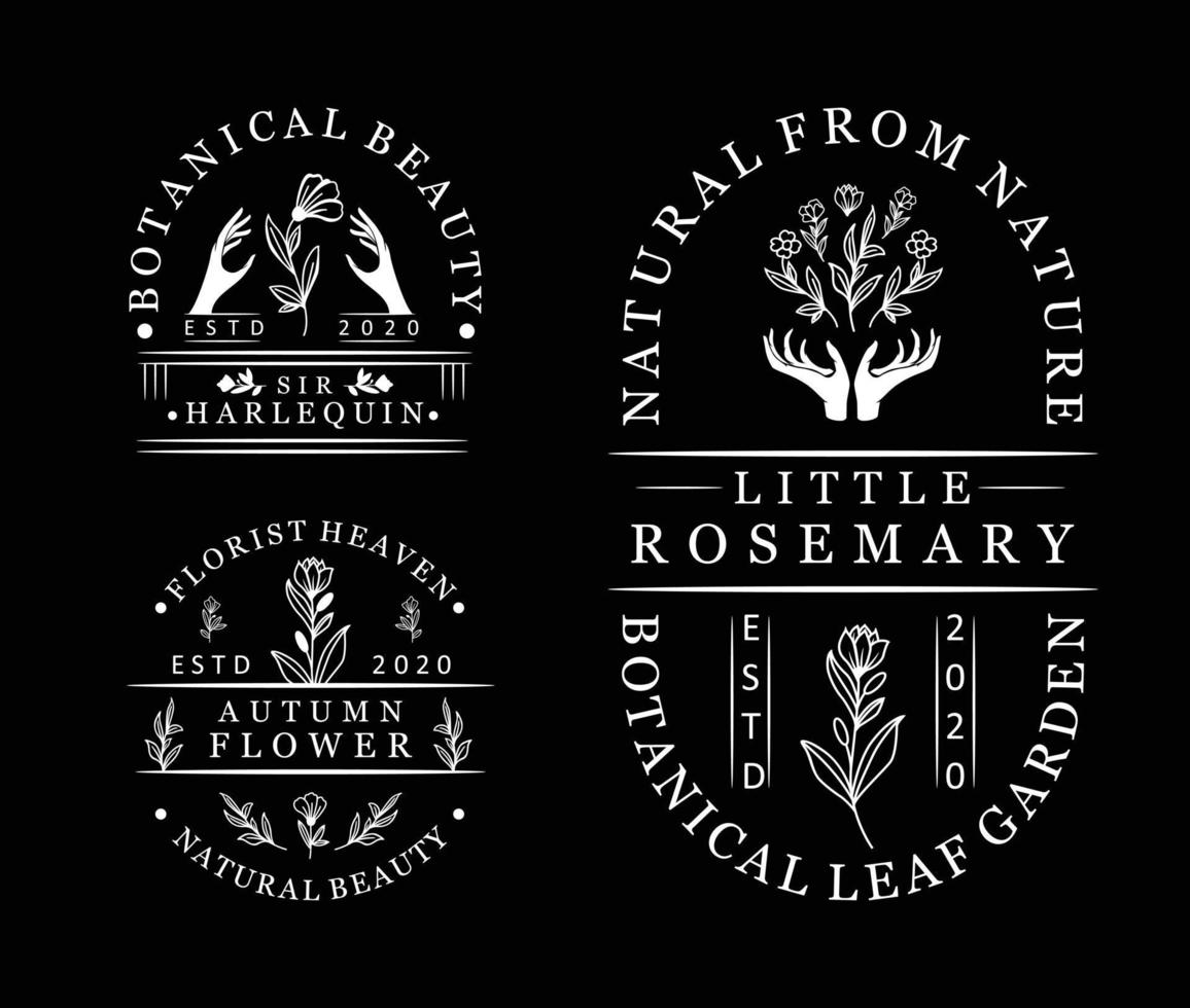 handgetekende vrouwelijke botanische logo sjabloon vector