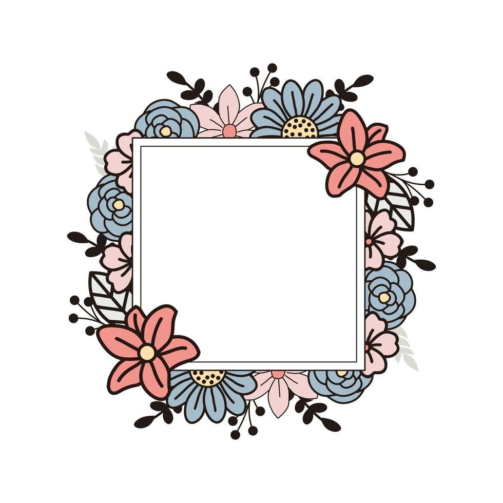 frame van bloemen plat ontwerp vector