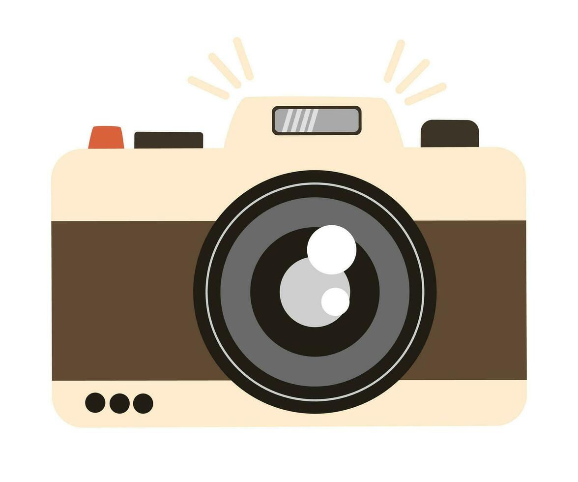 retro wijnoogst camera apparaat, polaroid. foto camera. vector hand- trek illustratie.
