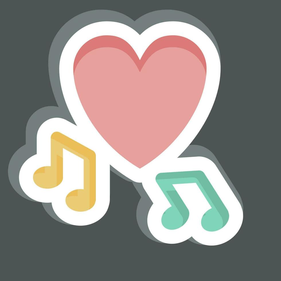 sticker muziek. verwant naar Valentijn dag symbool. glyph stijl. gemakkelijk ontwerp bewerkbaar. gemakkelijk illustratie vector