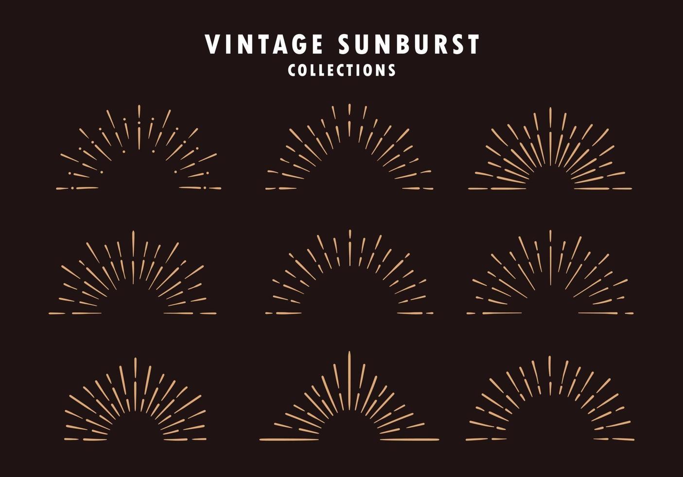 set vintage sunburst in verschillende vormen vector
