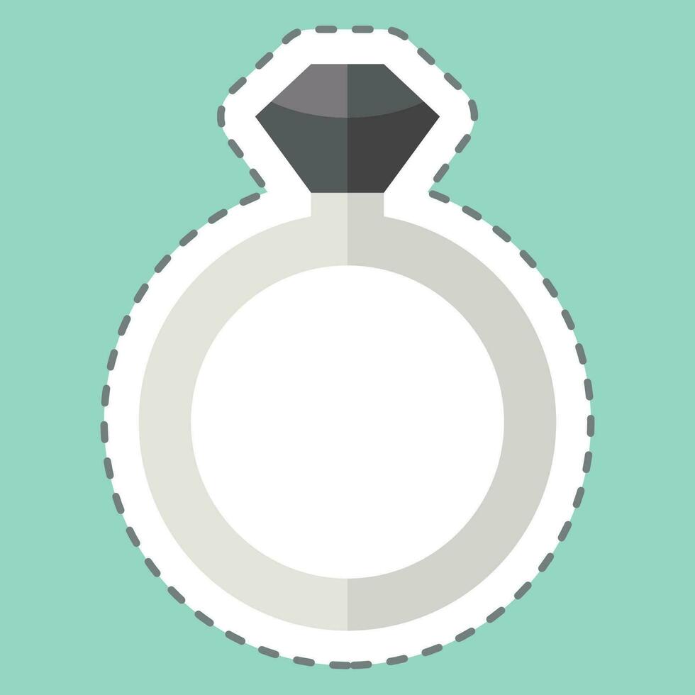 sticker lijn besnoeiing diamant ring. verwant naar Valentijn dag symbool. gemakkelijk ontwerp bewerkbaar. gemakkelijk illustratie vector