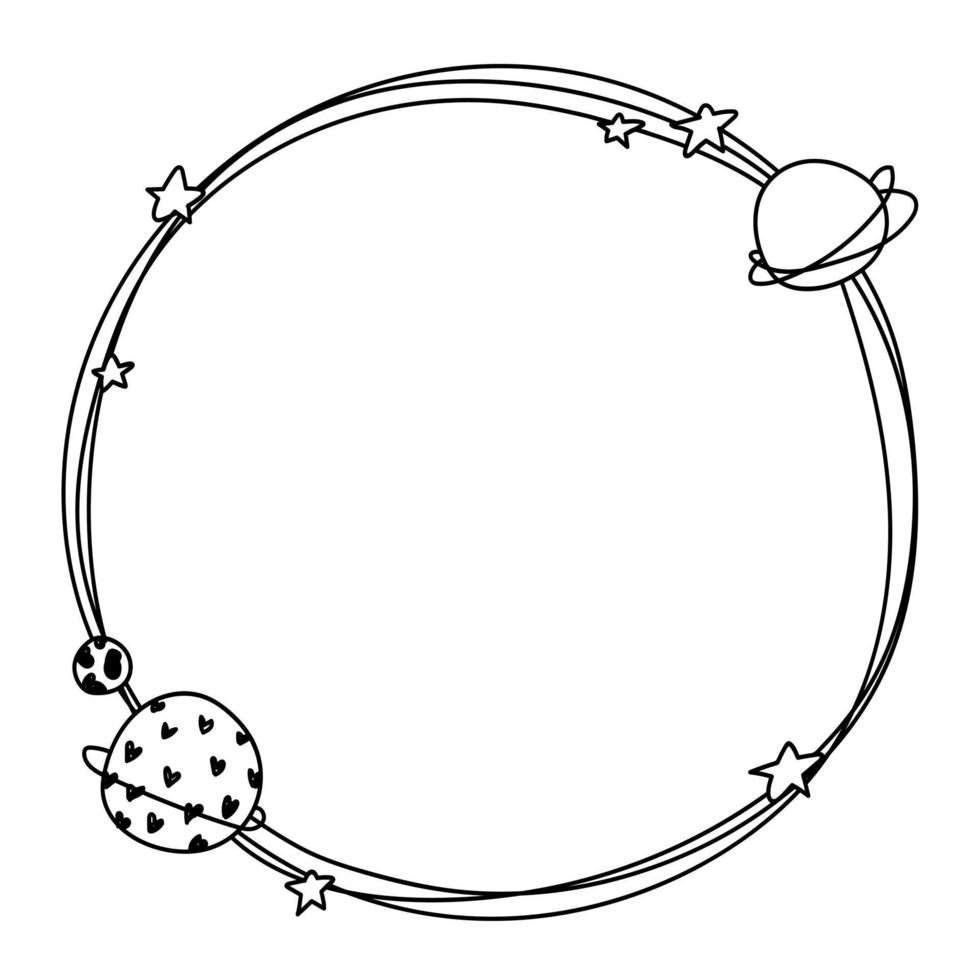 doodle één frame handgetekende lijn met sterren ruimte voor bruiloft geïsoleerd vector